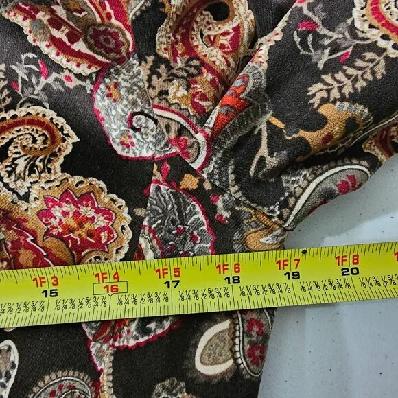 Talbots Velvet Blazer Womens 8P Black Red Paisley Silk Blend Lined Party Jacket - Picture 9 of 12